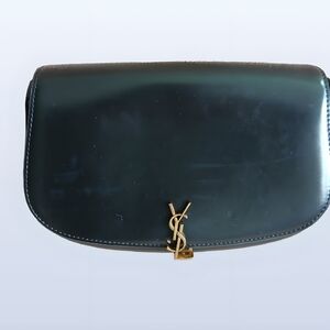 Yves Saint Laurent Midnight Black Clutch with Gold Emblem